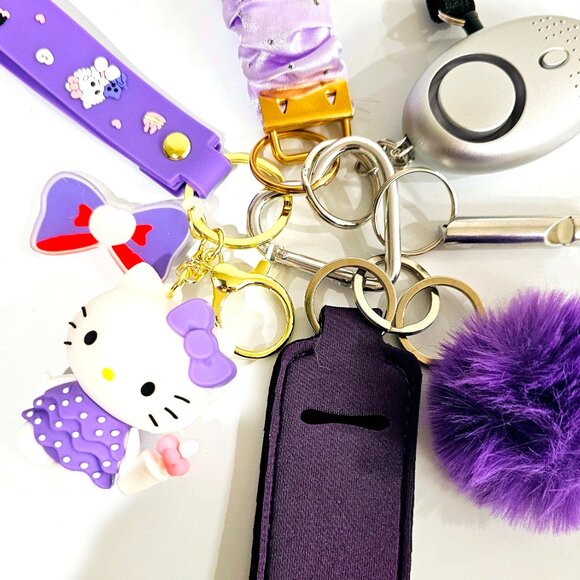 Hello Kitty Sanrio Safety Keychain Set, Kid-friendly, Lightweight, Purple - Picture 5 of 5